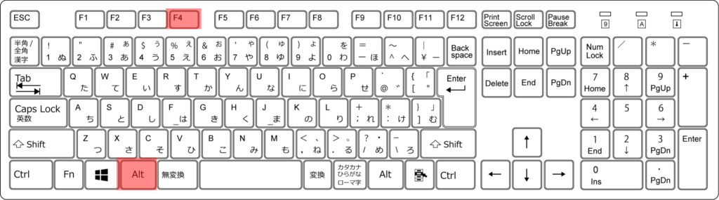 『alt』+『F4』
