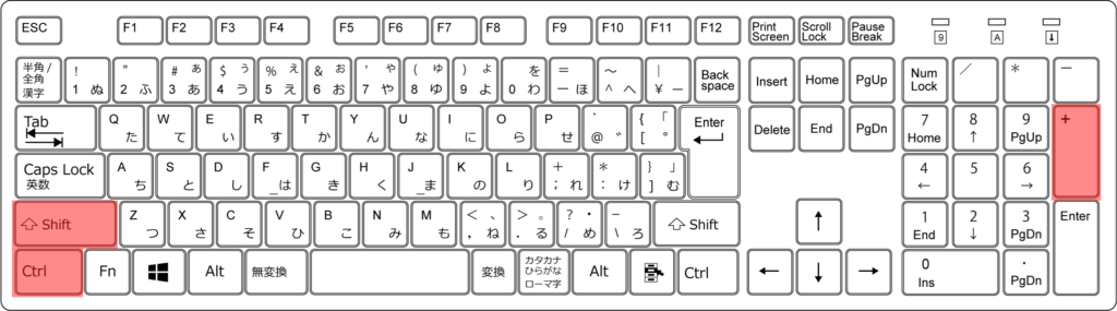 『ctrl』+『shift』+『＋』